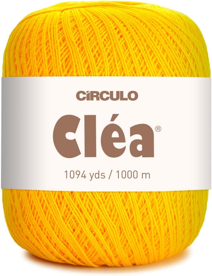 CRCULO Circulo Clea Yarn – Crochet Thread Fine Size 10-8/2 Perfect for Weaving - 100% Mercerized Brazilian Cotton (Pack of 1 Ball) – 5.3 oz, 1094 yds - Color: 1289 - Canary - Image 1